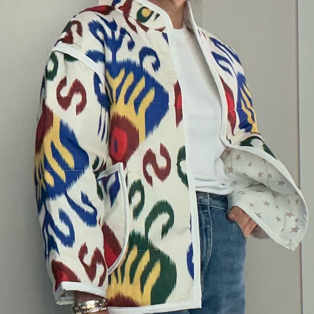 Vibrant Patterned Ikat Women's Bomber Jacket